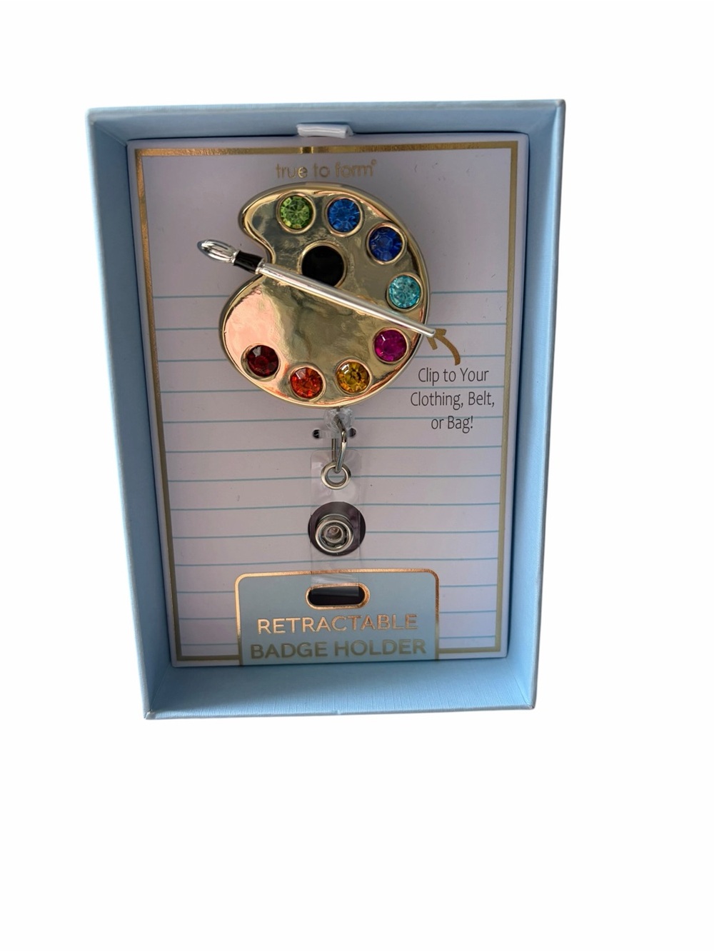 True to Form Gold Toned Metal Artist Themed Badge Holder/Lanyard